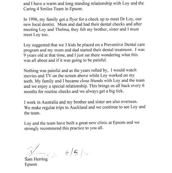 Preventive Dentistry Care Program Testimonial Sam Herring