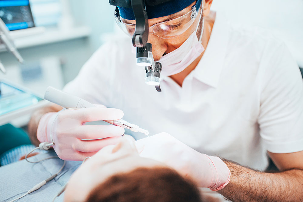 dentist examining patient